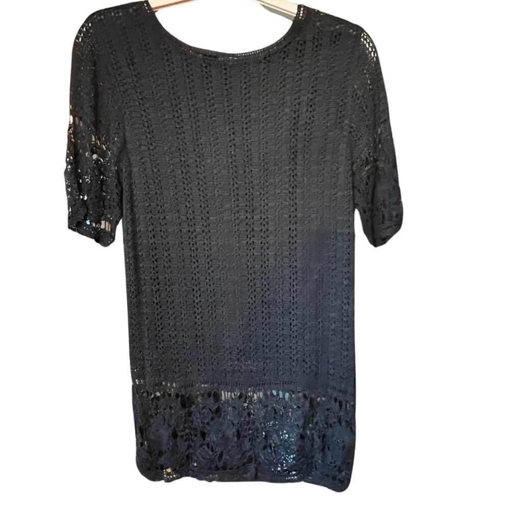 Spiegel vintage top lined lace embroidery black casual classic Size Large